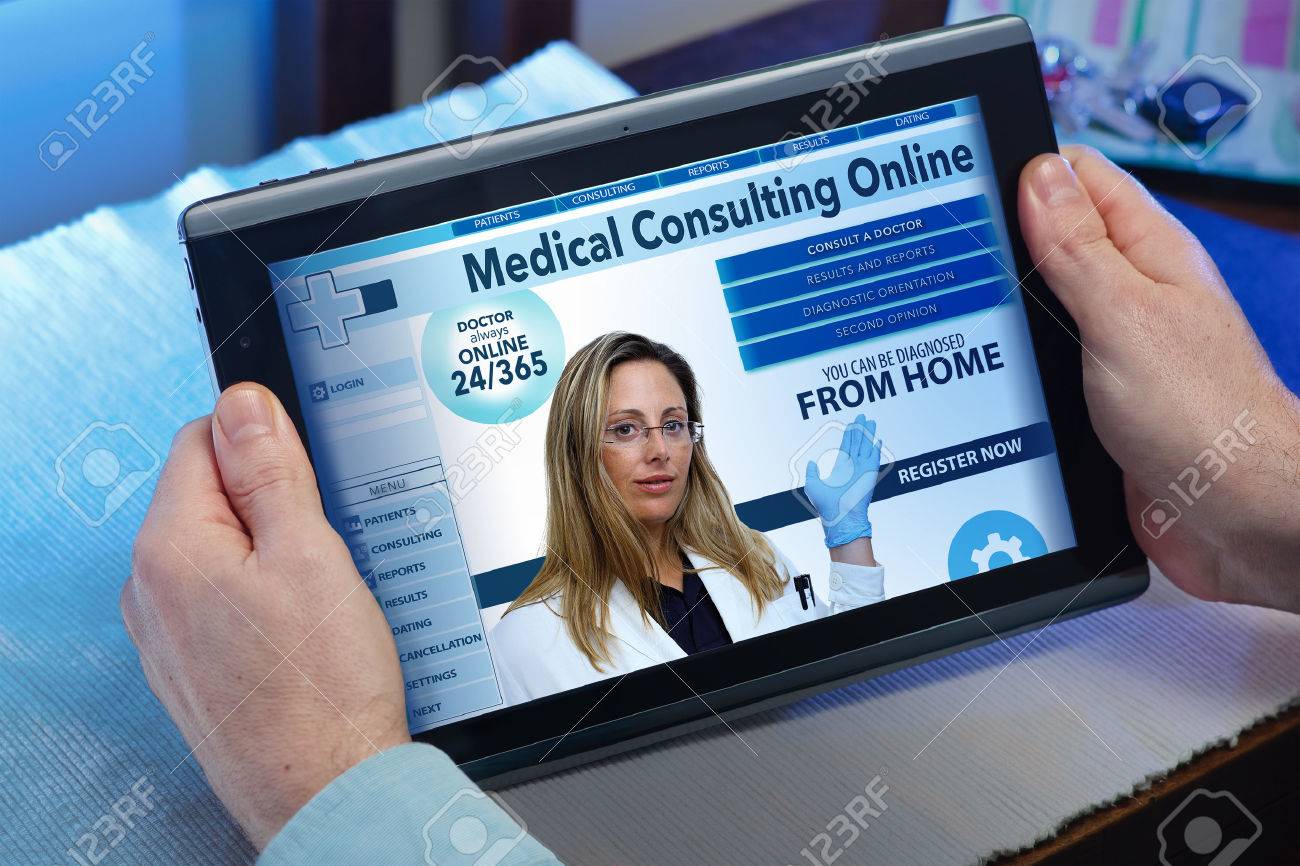 man searching web internet for recruitment health insurance on web searching