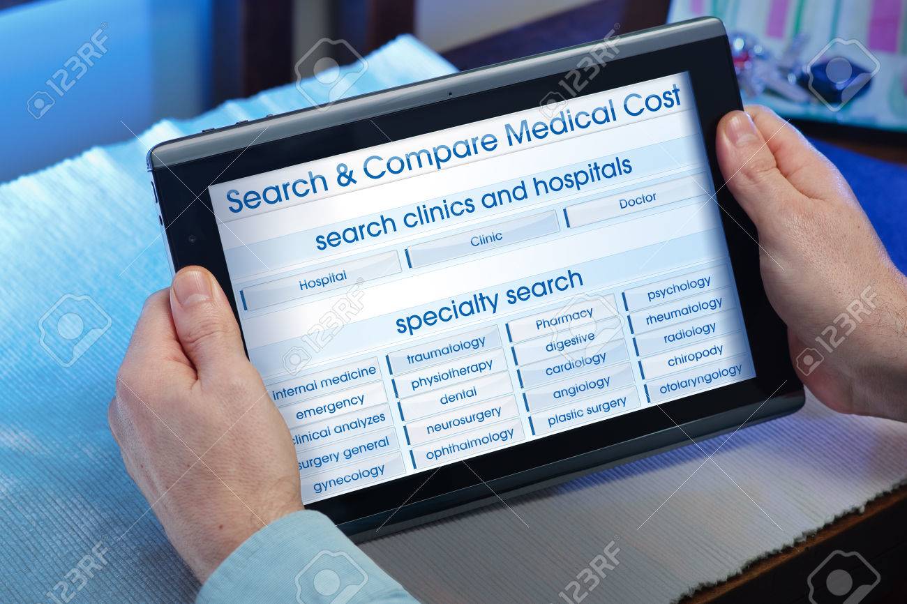 man searching web internet for recruitment health insurance on web searching
