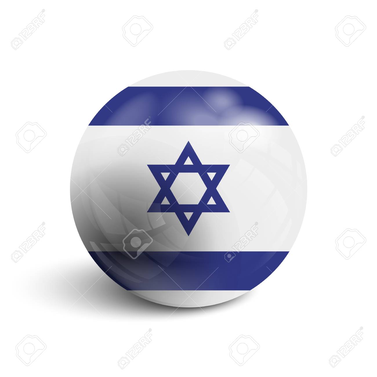 イスラエルの国旗とリアルなボール 事件の影と光の反射の球します のイラスト素材 ベクタ Image