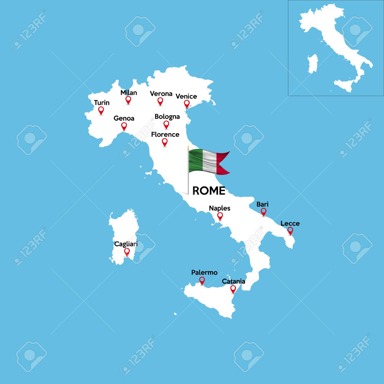 国の主要な都市のインデックスがイタリアの地図のイラスト素材 ベクタ Image 国の主要な都市のインデックスがイタリアの地図のイラスト素材 ベクタ Image