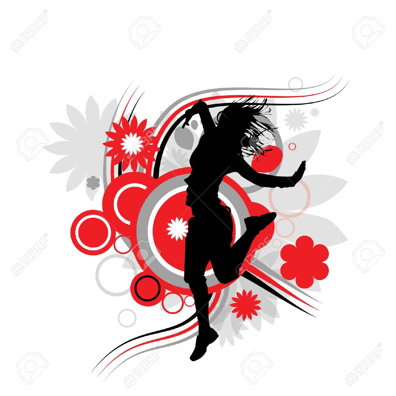 音楽に合わせて踊る女の子のイラスト素材 ベクタ Image 4384