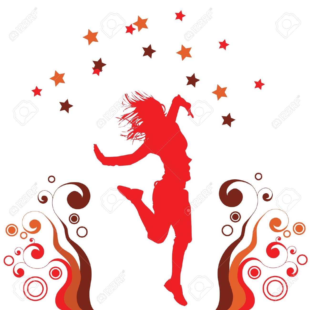 音楽に合わせて踊る女の子のイラスト素材 ベクタ Image