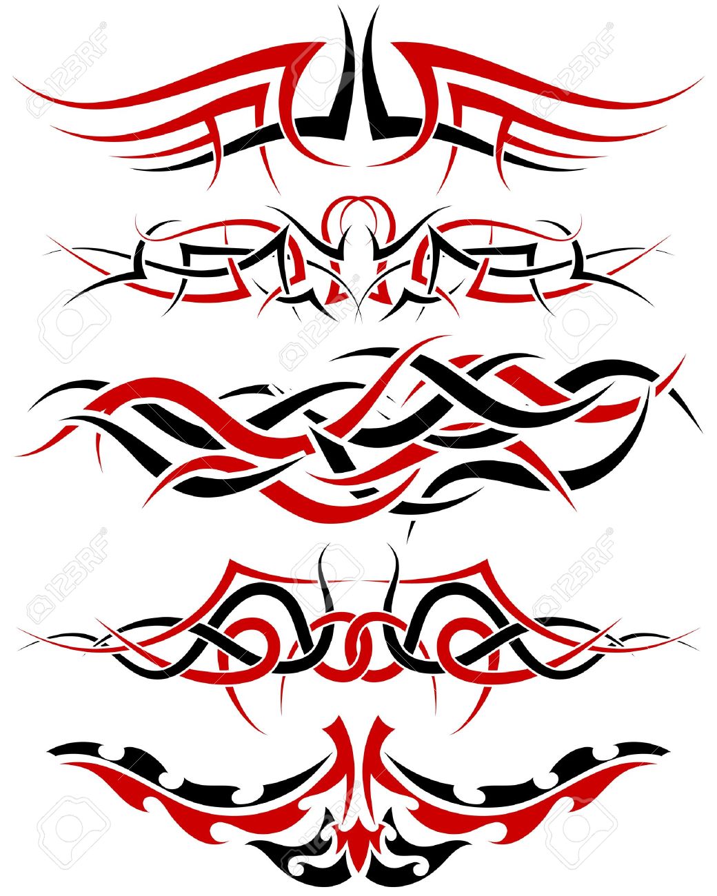 Tribal-Tattoos 9278499-Patterns-of-black-and-red-tribal-tattoo-for-design-use-Stock-Vector