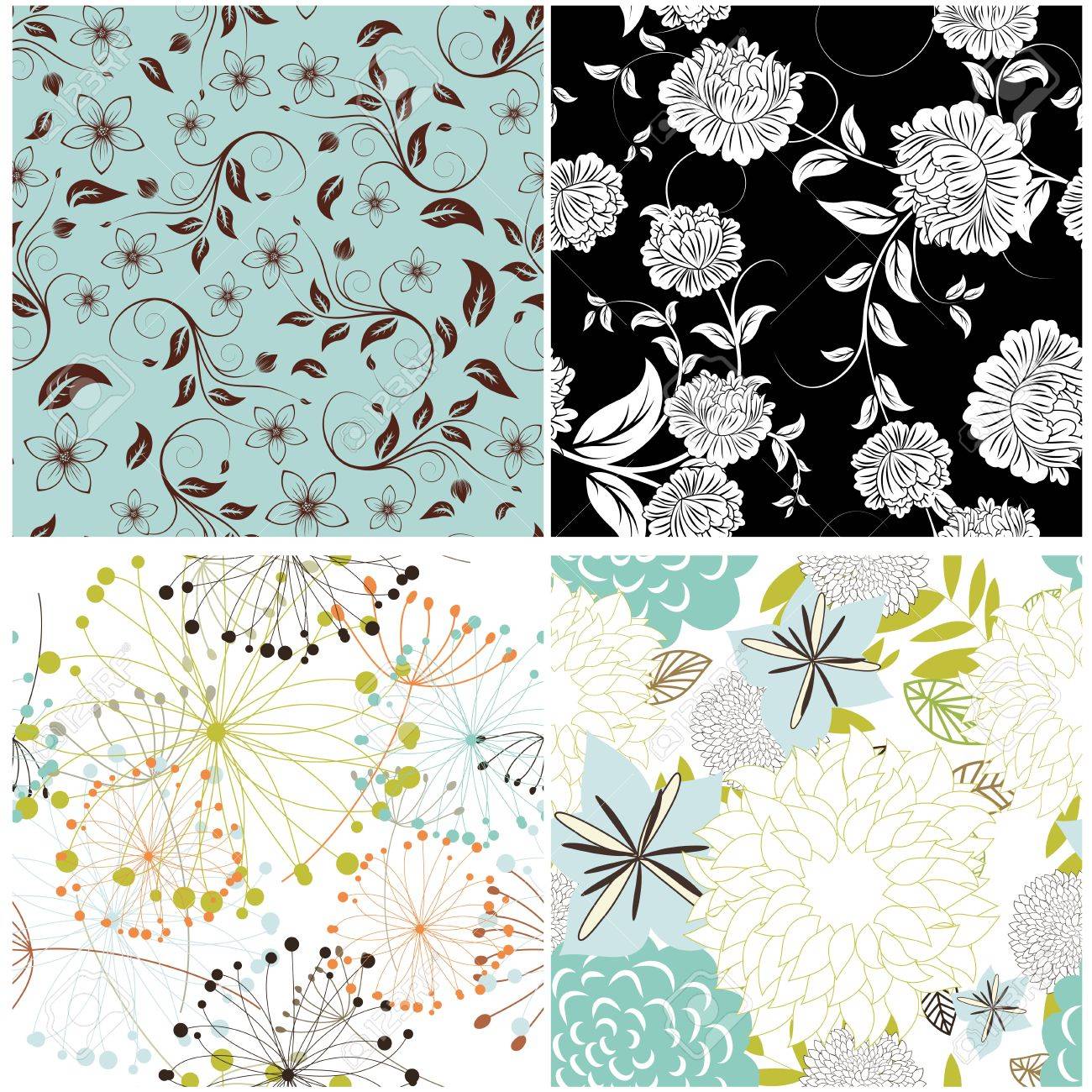 シームレスなベクターの花柄のパターン ちょうど簡単の作るシームレスなパターンのスウォッチ バーにすべてのグループをドラッグし 任意の輪郭を塗りつぶすために使用します のイラスト素材 ベクタ Image