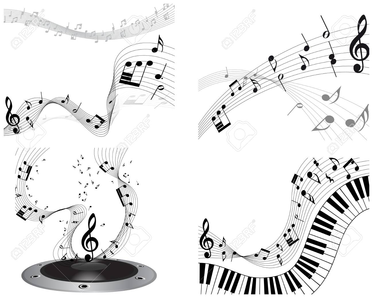 Musical Note Staff Set Eps 10 Vector Illustration Without Transparency Royalty Free Cliparts Vectors And Stock Illustration Image