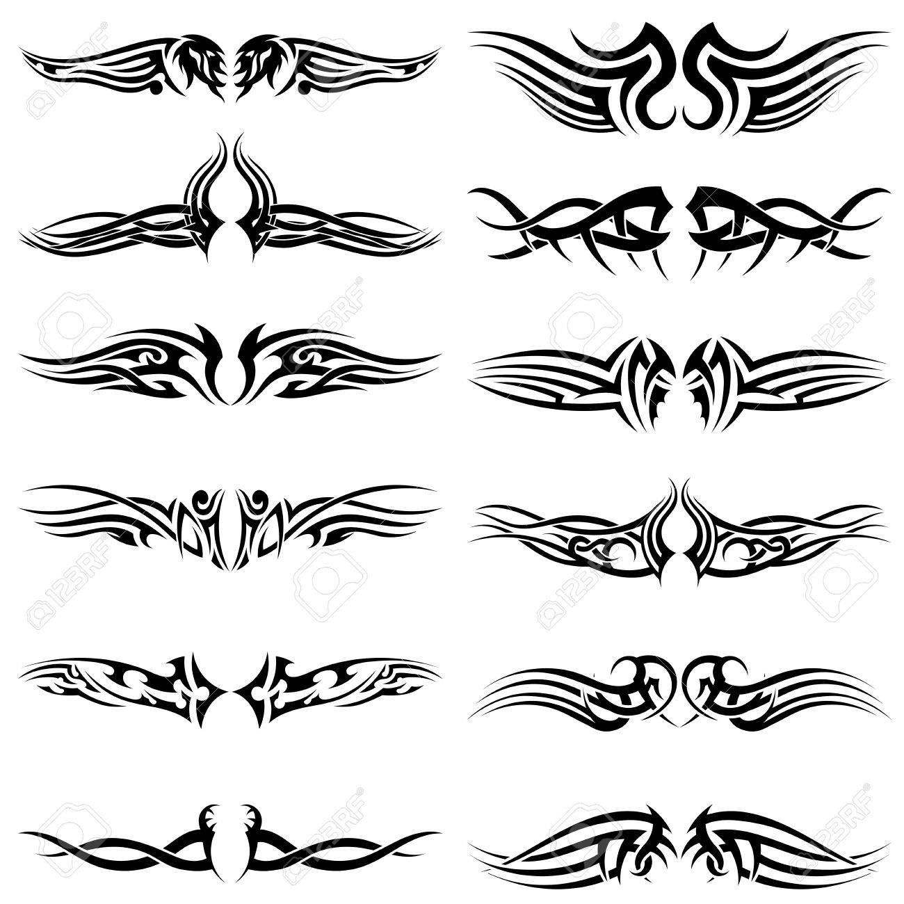 Set of tribal tattoos. EPS 10 vector illustration without transparency. - 36206729 Set of tribal tattoos. EPS 10 vector illustration without transparency. - 36206729