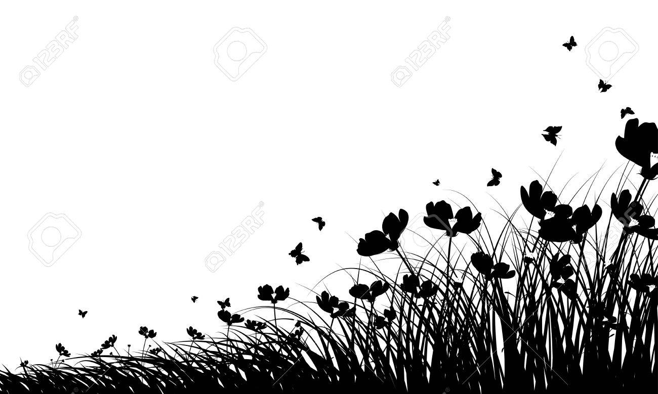 蝶と草原の背景 すべてのオブジェクトが分かれています 透過でないベクトル イラスト Eps 10 のイラスト素材 ベクタ Image