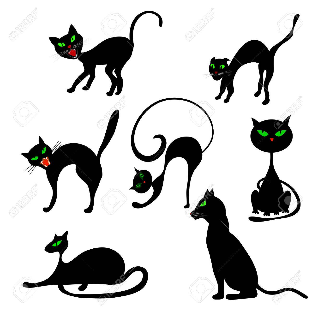 Elementos De Halloween Holiday Set. Colección Con Los Gatos Negros En Diferentes Poses Sobre Fondo Blanco Para La Creación De Diseños De Halloween. Ilustración Del Vector. Ilustraciones Svg, Vectoriales, Clip Art Vectorizado Elementos De Halloween Holiday Set. Colección Con Los Gatos Negros En Diferentes Poses Sobre Fondo Blanco Para La Creación De Diseños De Halloween. Ilustración Del Vector. Ilustraciones Svg, Vectoriales, Clip Art Vectorizado