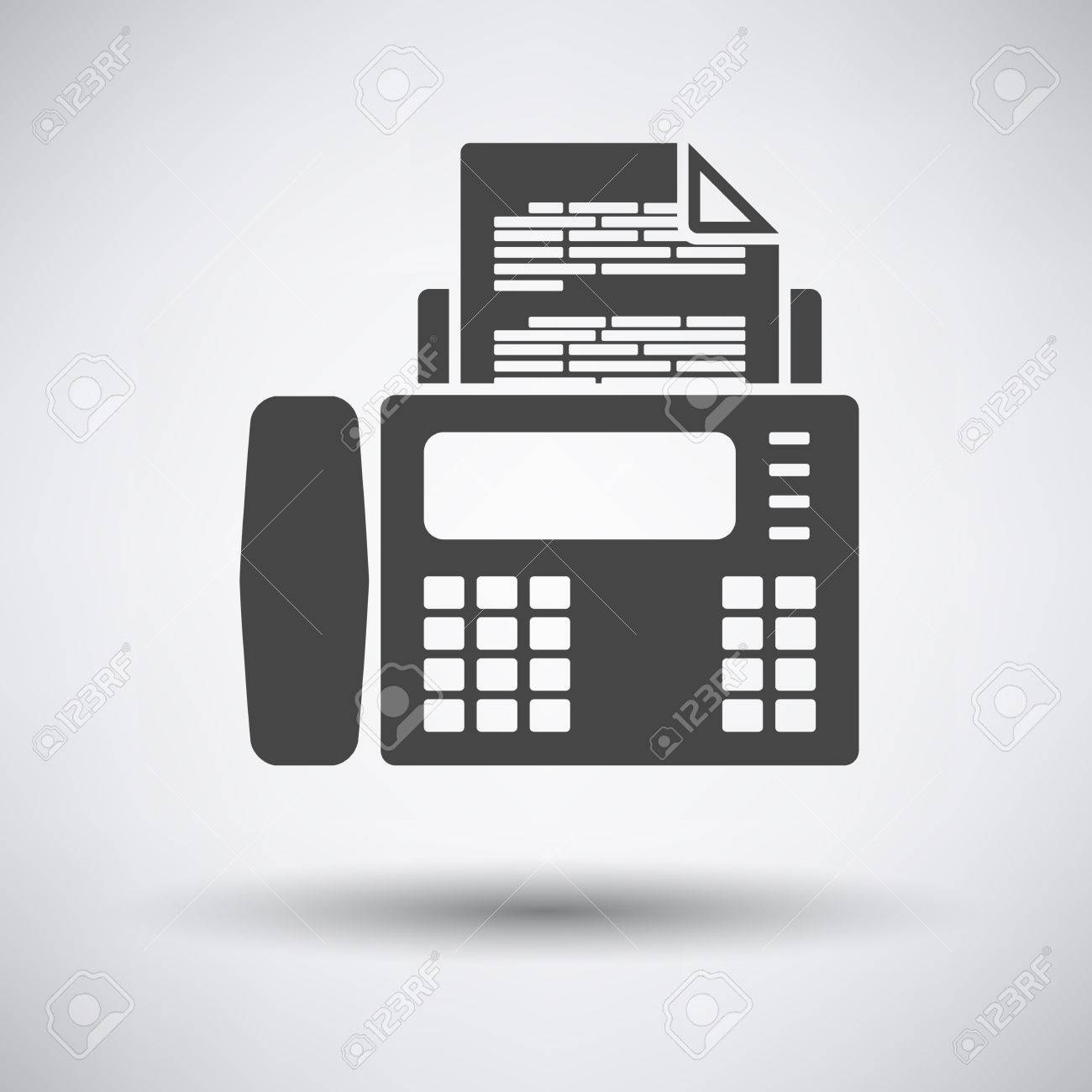 丸い影と灰色の背景にアイコンを Fax します ベクトルの図 のイラスト素材 ベクタ Image