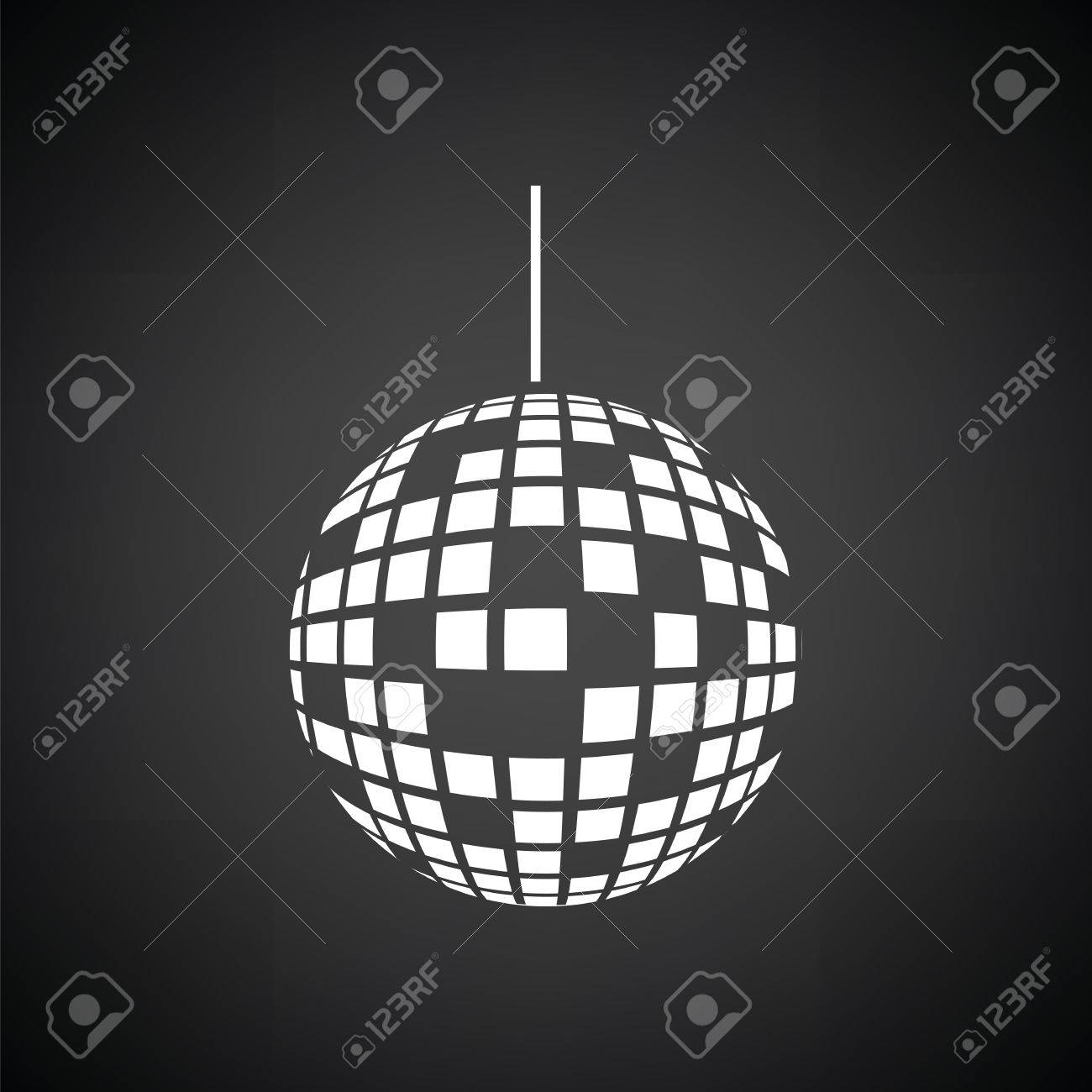 パーティー ディスコの球アイコン 白と黒の背景 ベクトルの図 のイラスト素材 ベクタ Image