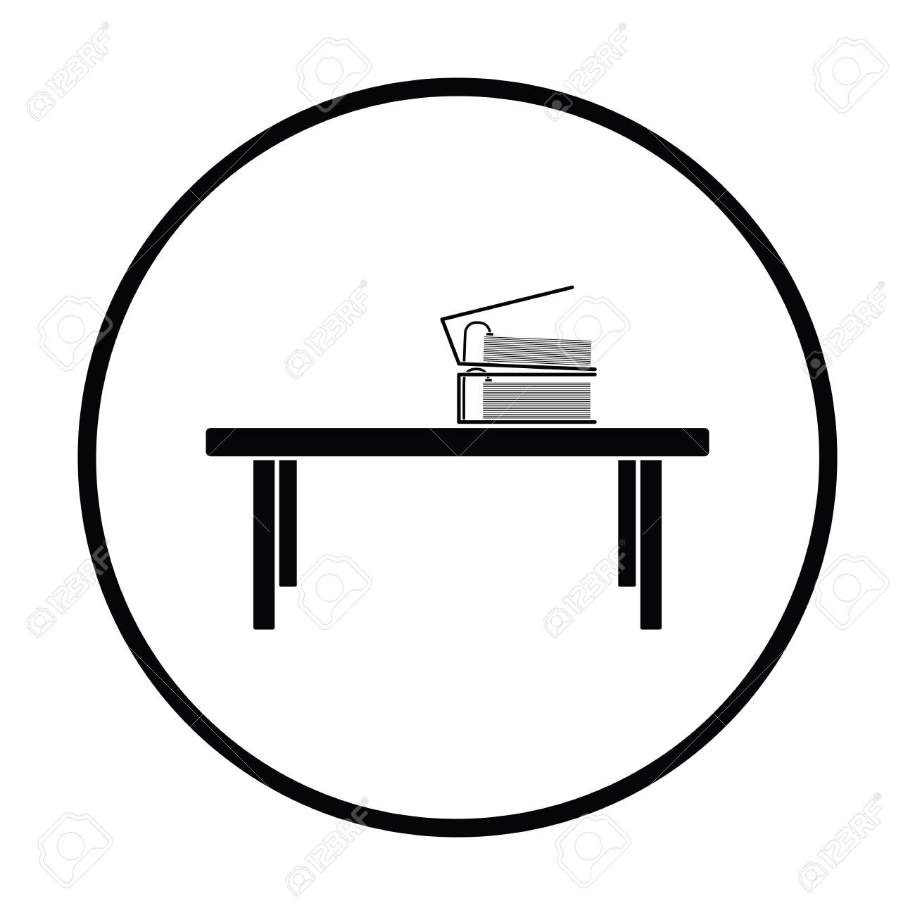 Icono De Mesa Baja De Oficina. Diseño De Círculo Fino. Ilustración ... Icono De Mesa Baja De Oficina. Diseño De Círculo Fino. Ilustración ...
