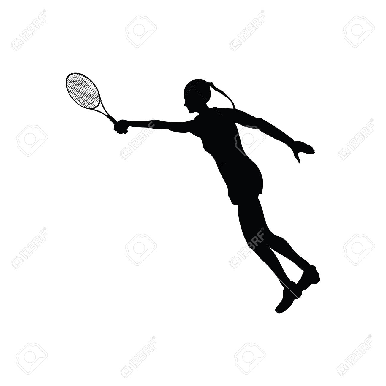 Tennis Silhouette. Black On White. Vector Illustration. 免版税剪贴画，向量插图和库存图片.  Image 111437666, image size:1300x1300