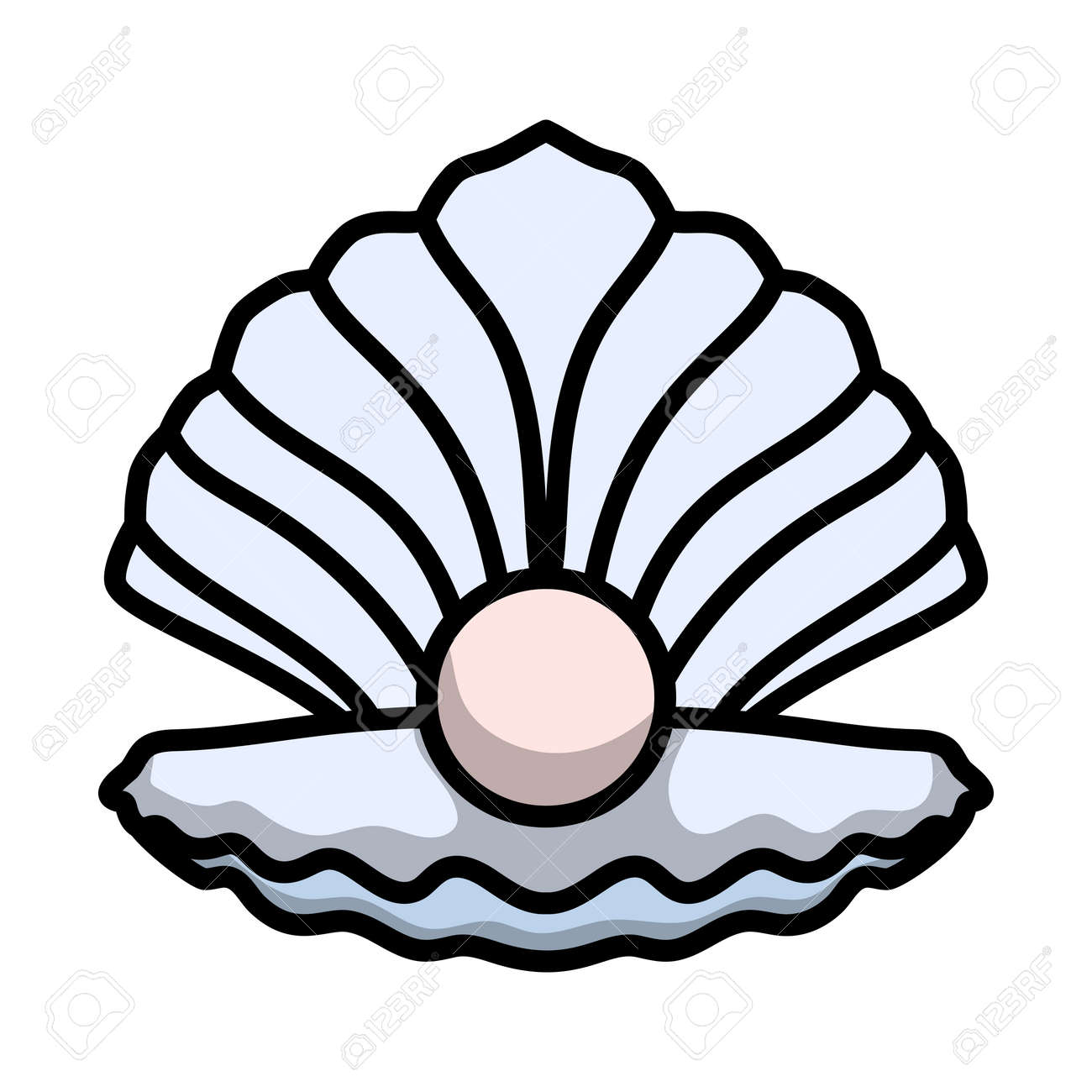 Open Seashell Icon. Editable Bold Outline With Color Fill Design ...