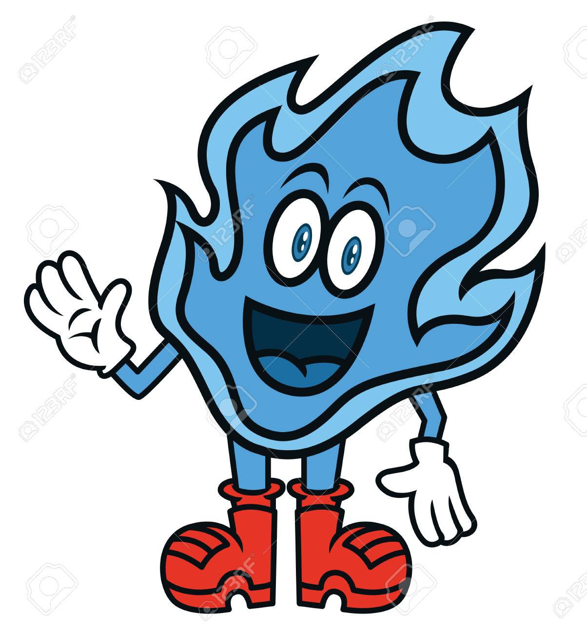 青い炎マスコット漫画のイラスト素材 ベクタ Image
