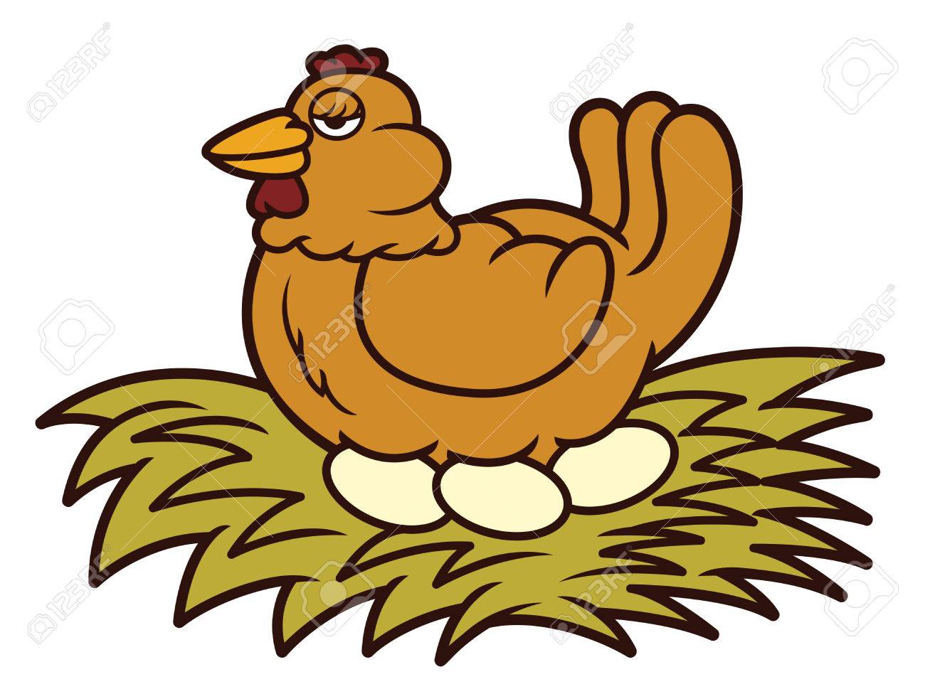 座っている位置の漫画イラストで卵を産卵編のイラスト素材 ベクタ Image