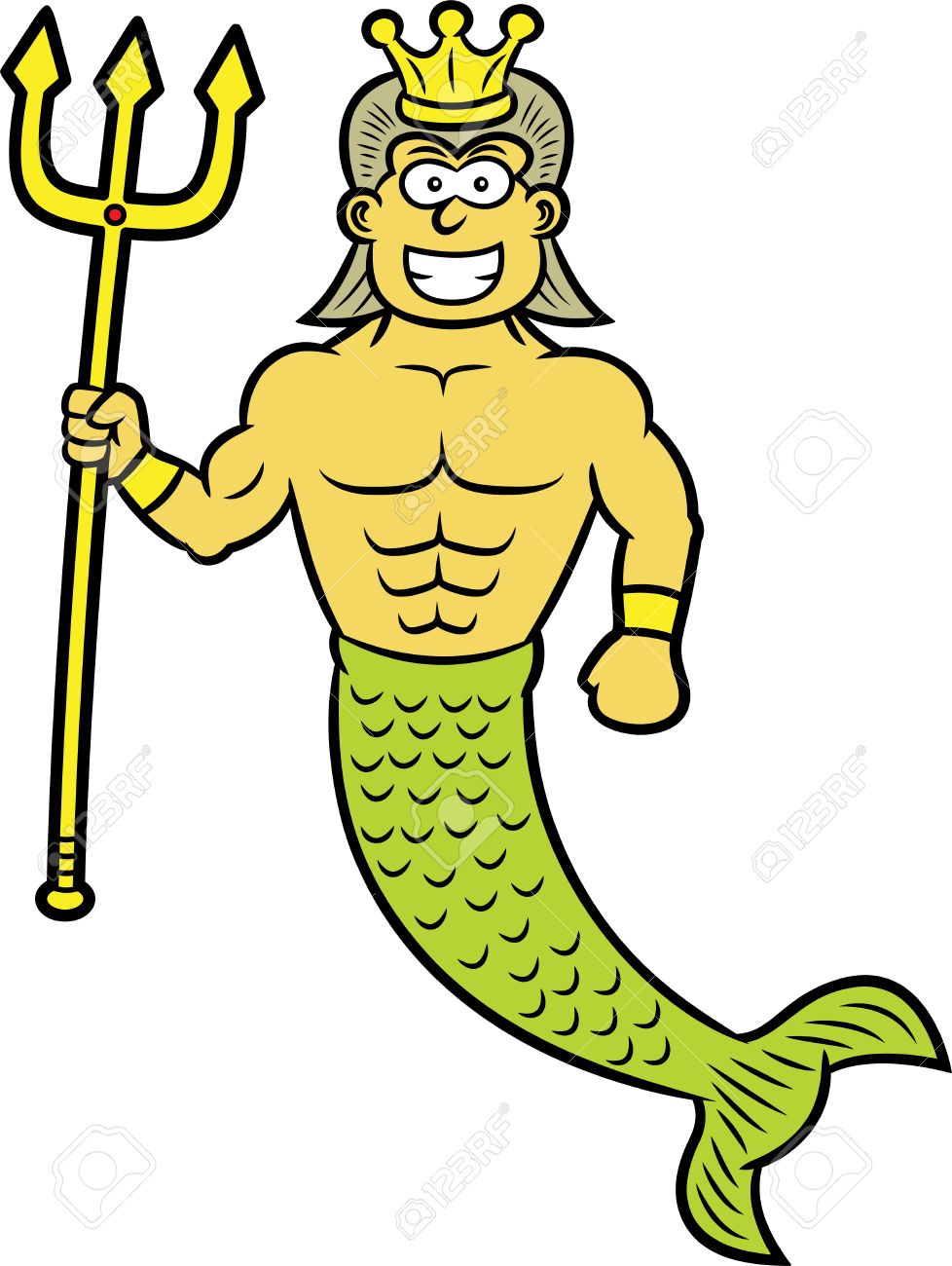 トライデントとクラウン漫画王ネプチューンのイラスト素材 ベクタ Image