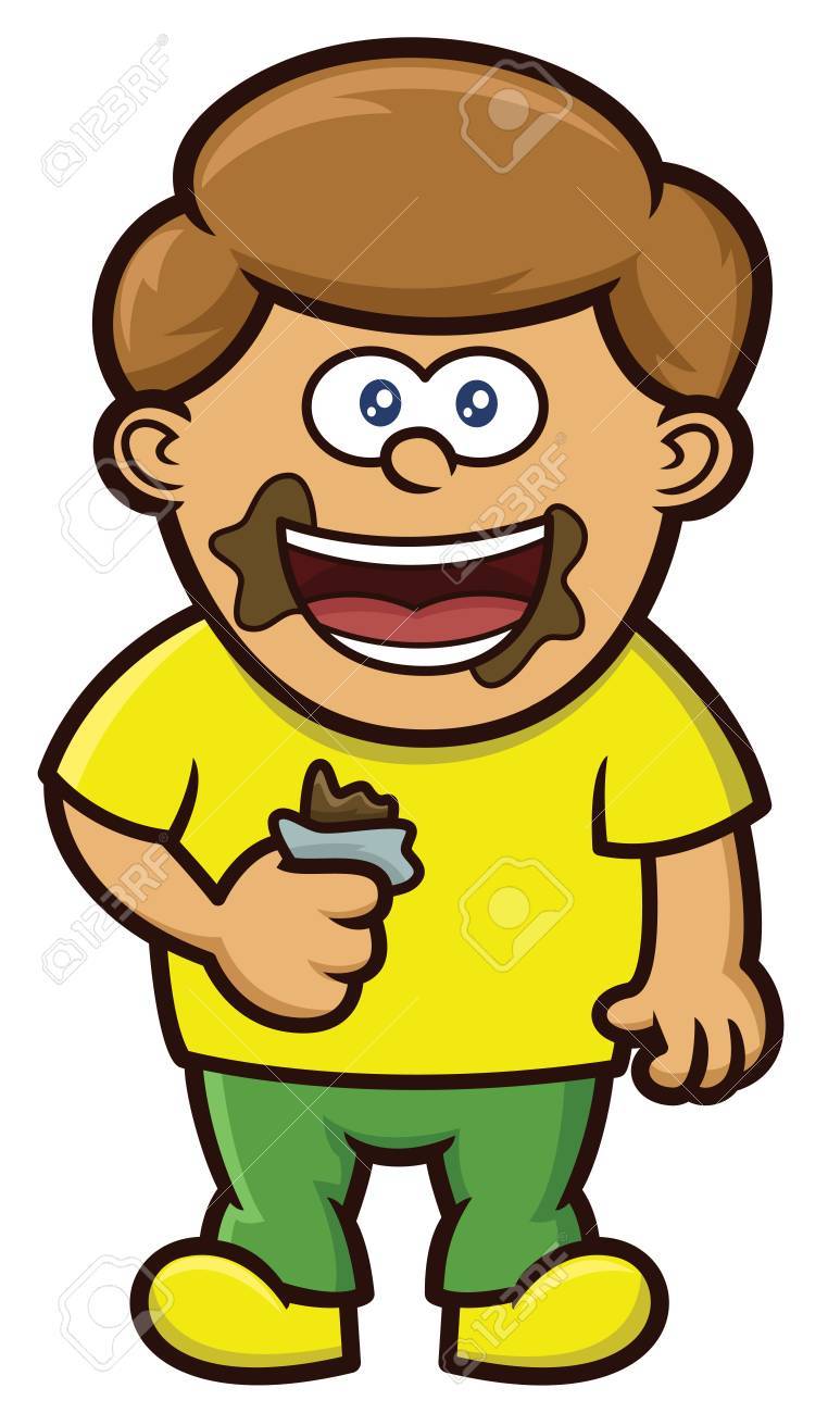 少年を食べるチョコレート漫画イラストのイラスト素材 ベクタ Image