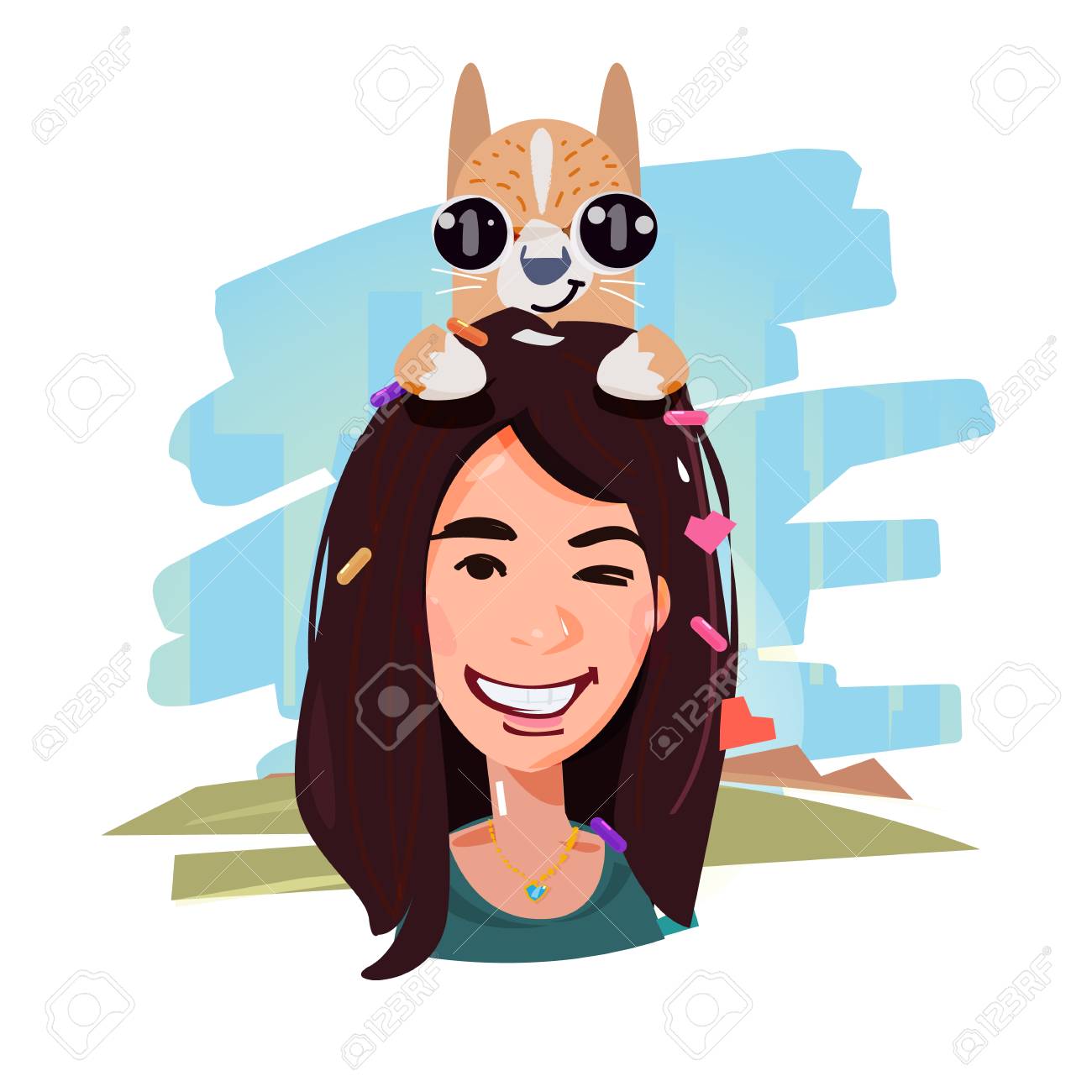 人物画 女性と犬の肖像画 犬を持つ女性の肖像画