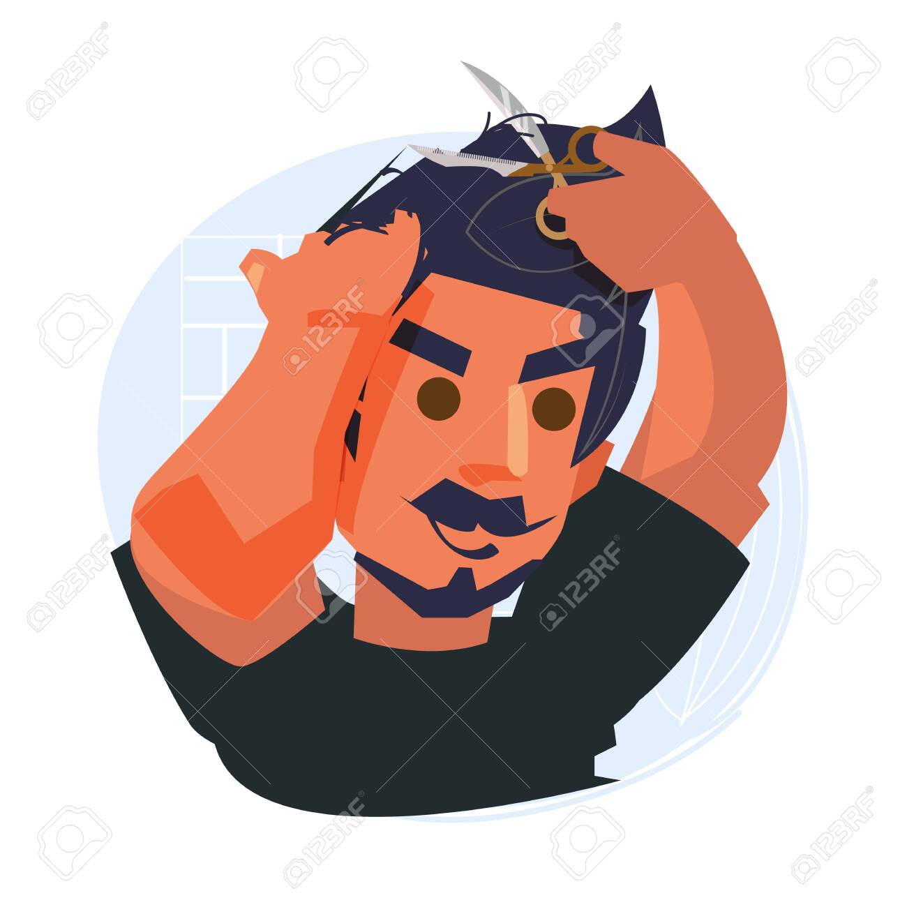 self hair cutting man