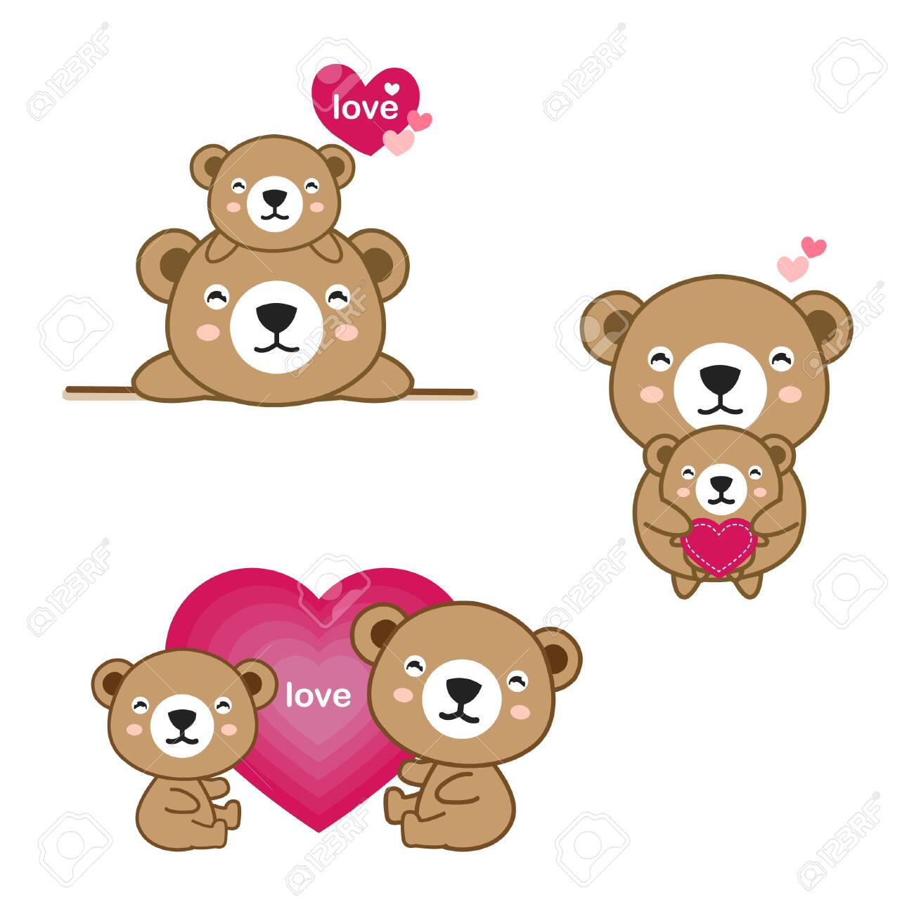 Mother Bear And Her Baby With Love Cute Animal Cartoon Royalty Free Cliparts Vectors And Stock Illustration Image