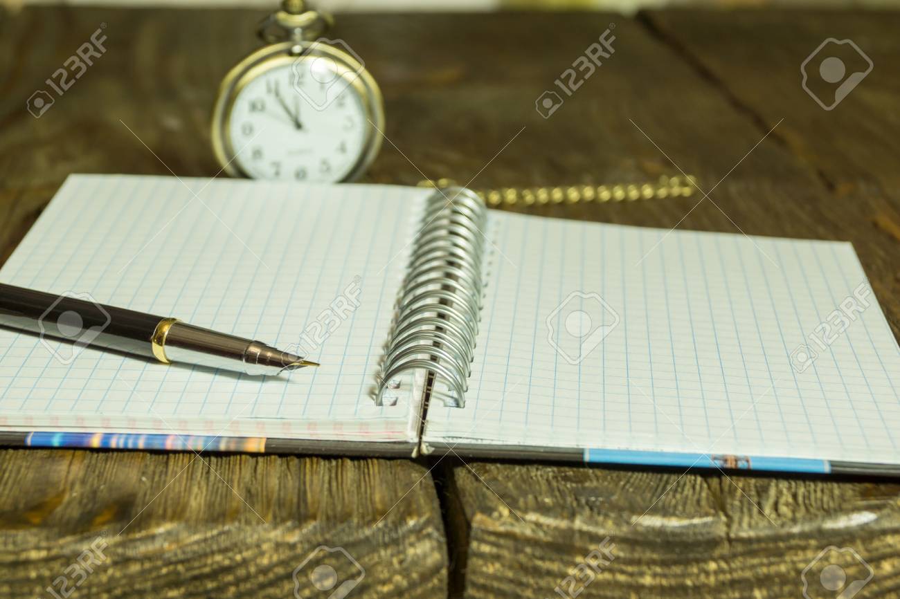 Open Blank Page Notebook And Pen On A Rustic Wooden Desk A Textured Background Copy Paste Place Stock Photo Picture And Royalty Free Image Image 87424521