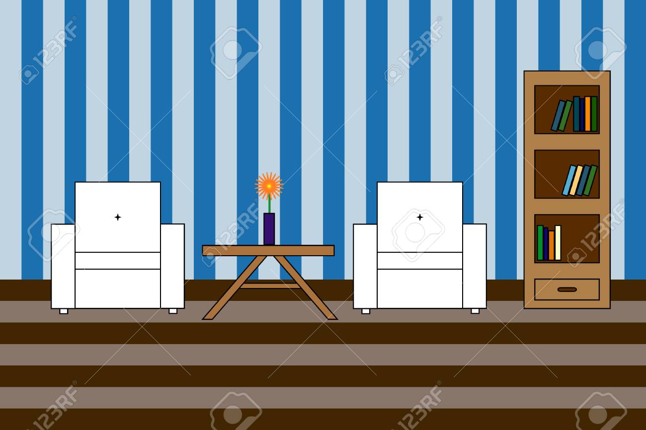 Bunte Vector Symbol Der Innenraum Wohnzimmer: Weiß Amchairs Mit ... Bunte Vector Symbol Der Innenraum Wohnzimmer: Weiß Amchairs Mit ...