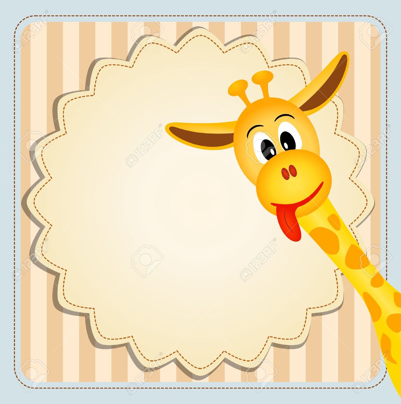 Illustration Bitmap De Jeune Girafe Mignon Sur Fond Decoratif Invitation D Anniversaire Banque D Images Et Photos Libres De Droits Image
