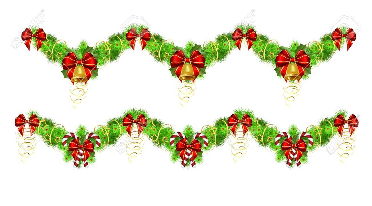 dos guirnaldas de navidad con adornos dorados y rojos ilustracin contiene gradientes y transparencias - Guirnaldas De Navidad dos guirnaldas de navidad con adornos dorados y rojos ilustracin contiene gradientes y transparencias - Guirnaldas De Navidad