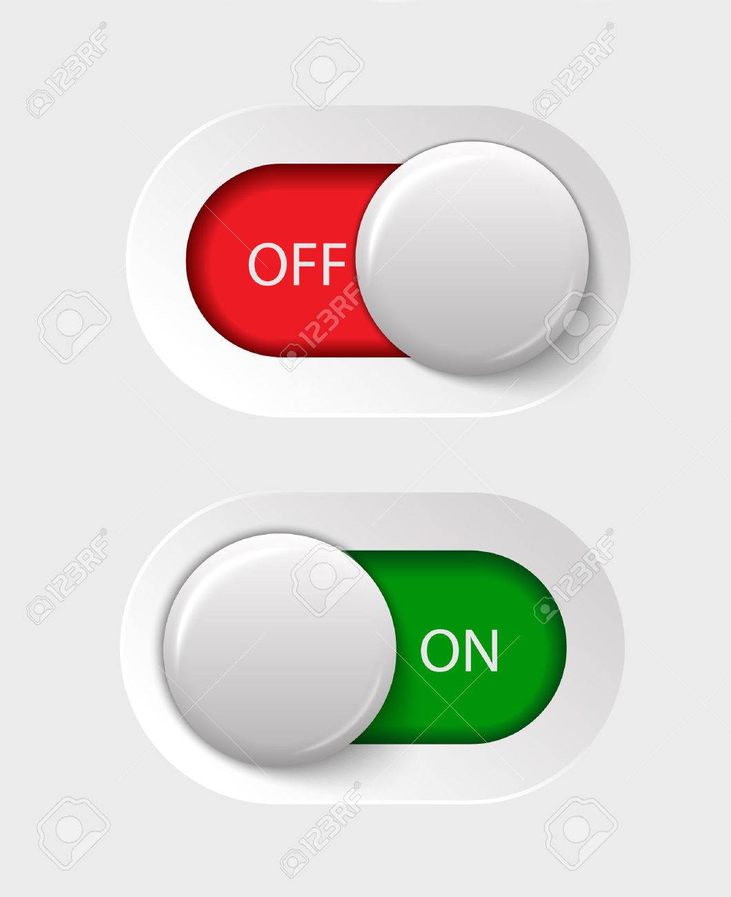 オフのスイッチ 赤の 3 D 効果を持つ白と緑の背景イラスト のイラスト素材 ベクタ Image 2723