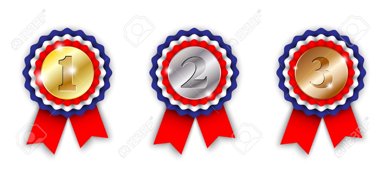 Rubans De Récompense Gagnants 1ère 2ème Et 3ème Place (36 Pack) Bleu Marine Rouge Et Blanc Avec Écrits Dorés! Inclut Carte Et Ficelle D'Événement (1ère 2ème 3ème - Tous 3