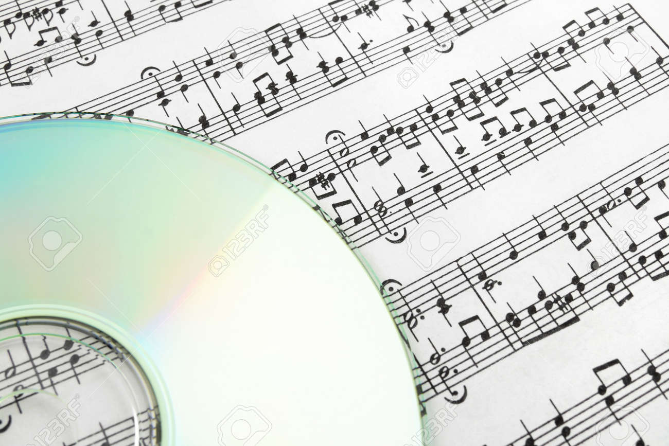 CD En Las Partituras. Música Digital Concepto. Fotos partituras archivos Música