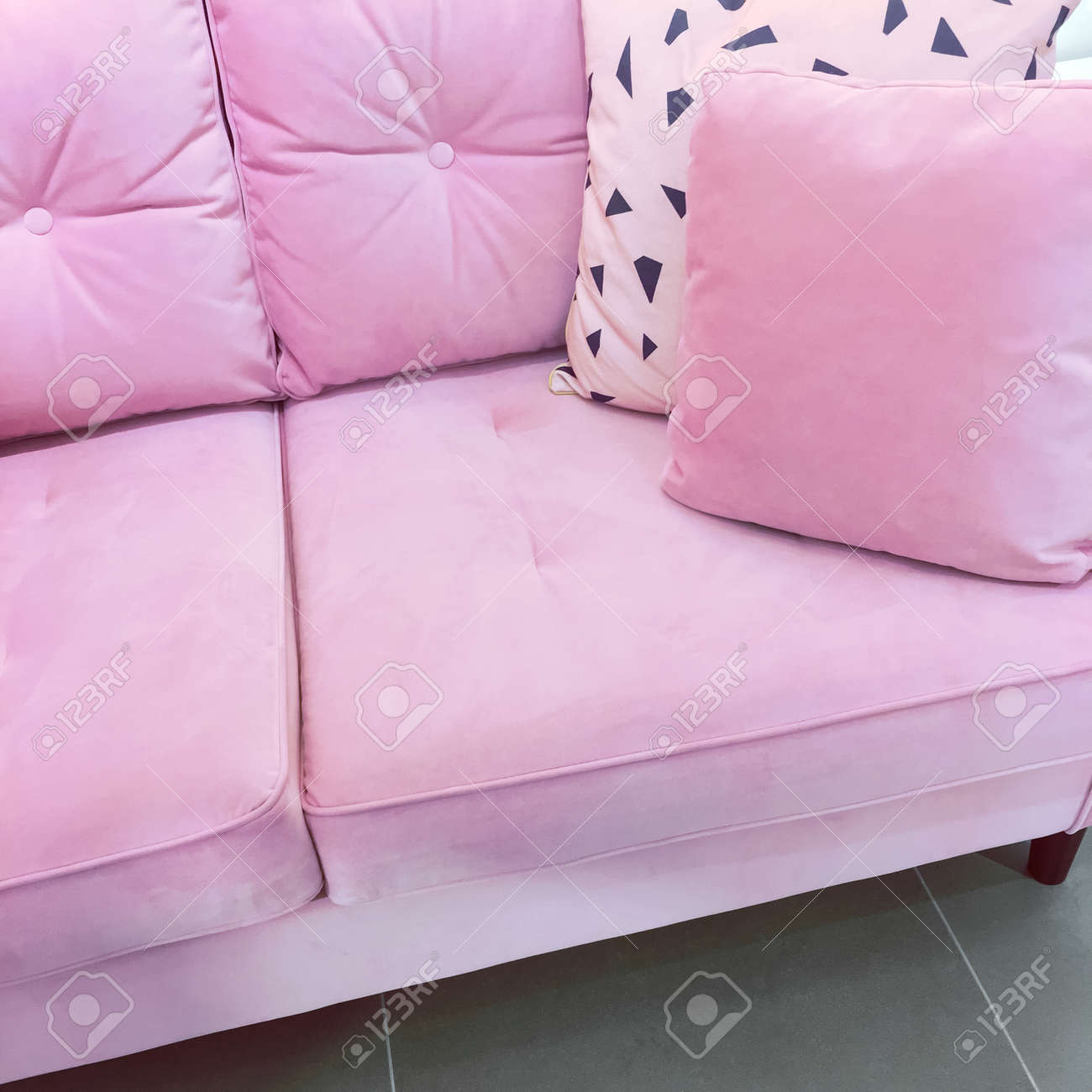 Fancy Pink Velvet Sofa With Soft 