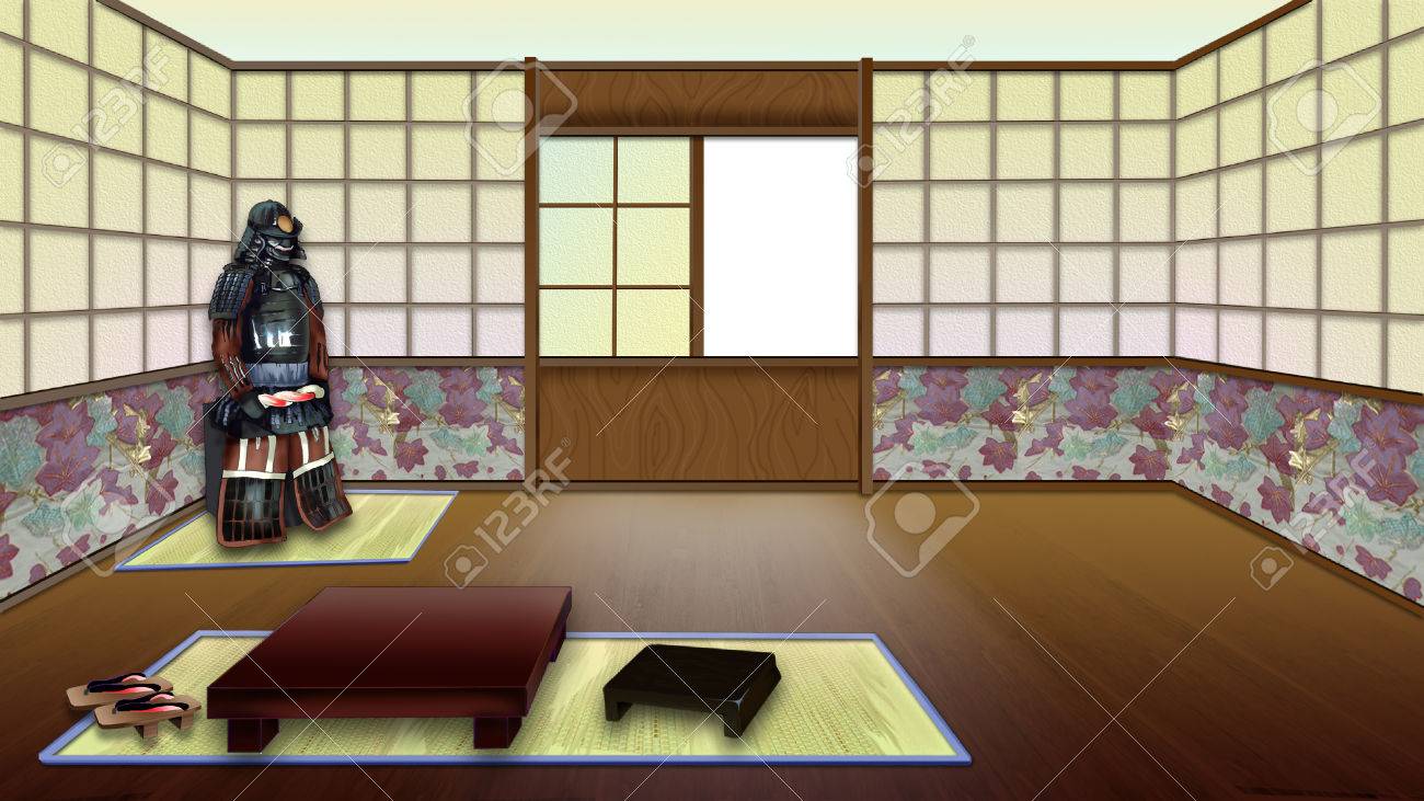 Chambre Traditionnelle Japonaise Intérieur. Fond De Peinture ... Chambre Traditionnelle Japonaise Intérieur. Fond De Peinture ...
