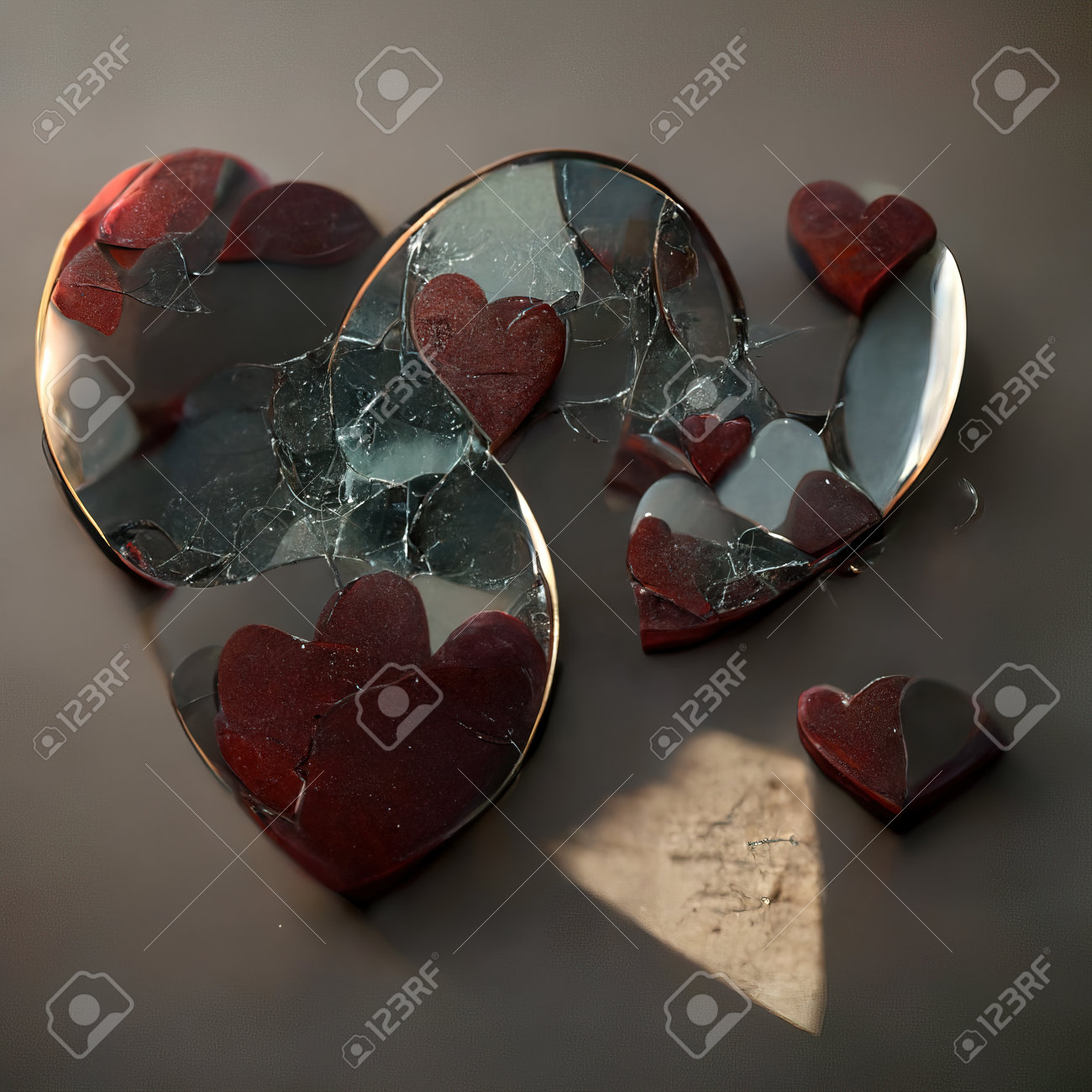 Broken Mirror Glass Hearts Abstract Background Stock Photo, Picture and  Royalty Free Image. Image 190462101., image size:1300x1300