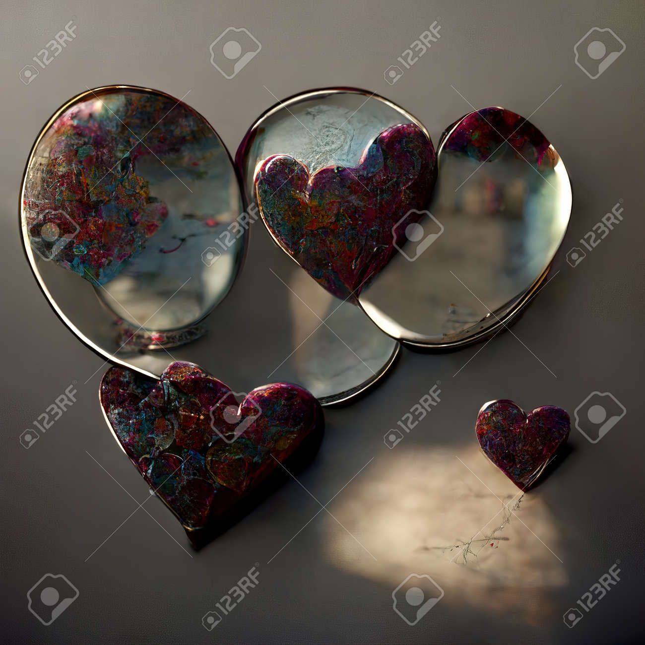 Broken Mirror Glass Hearts Abstract Background Stock Photo, Picture and  Royalty Free Image. Image 190462060., image size:1300x1300