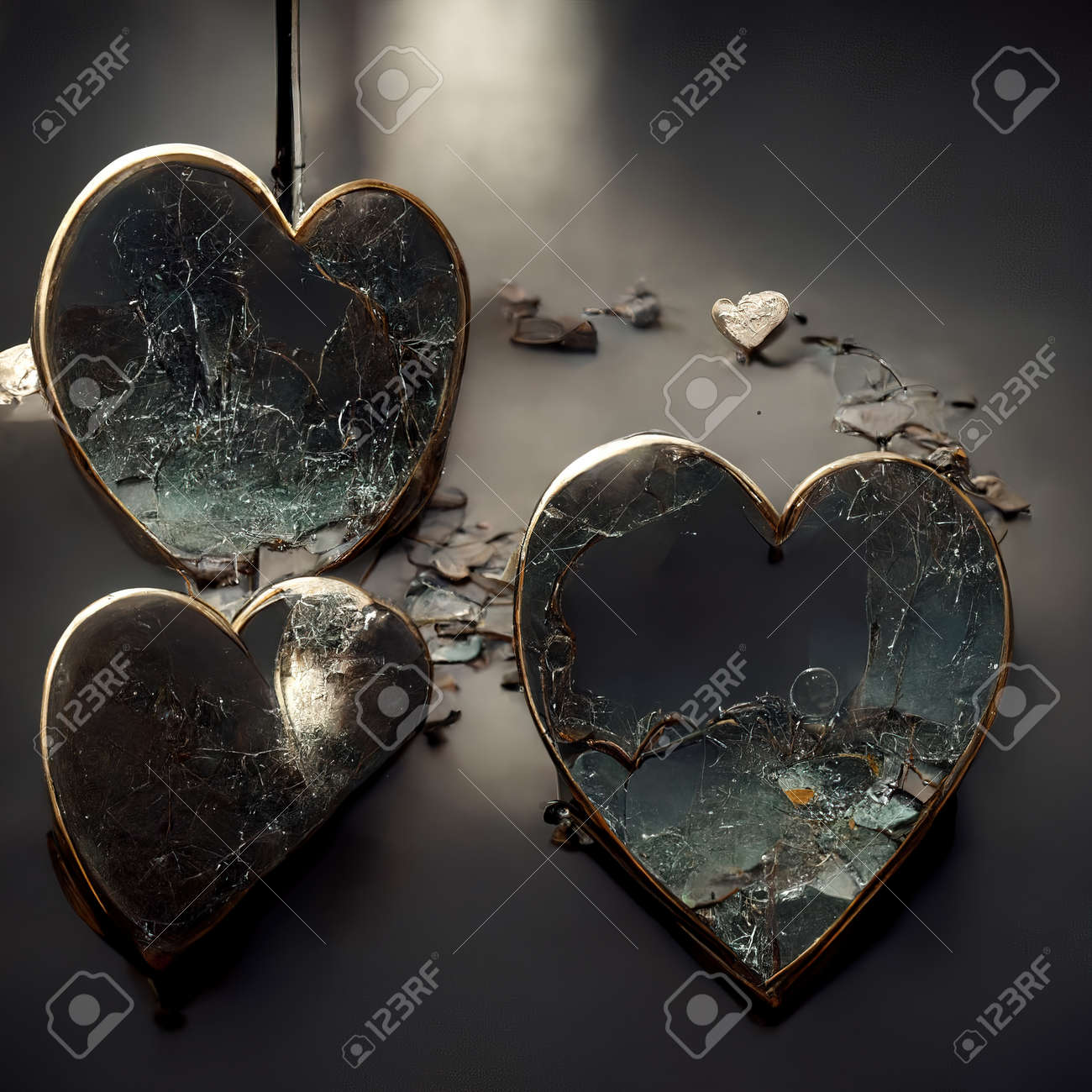 Broken Mirror Glass Hearts Abstract Background Stock Photo, Picture and  Royalty Free Image. Image 190462058., image size:1300x1300