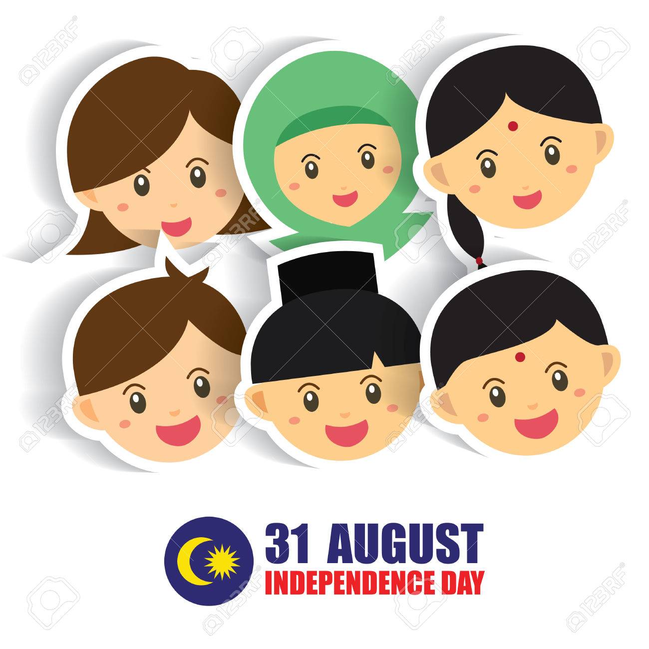Malaysia National / Independence Day illustration. Cute cartoon character kids of Malay, Indian & Chinese hand in hand with Malaysia flag icon. 31 August, Merdeka. - 84222376 Malaysia National / Independence Day illustration. Cute cartoon character kids of Malay, Indian & Chinese hand in hand with Malaysia flag icon. 31 August, Merdeka. - 84222376
