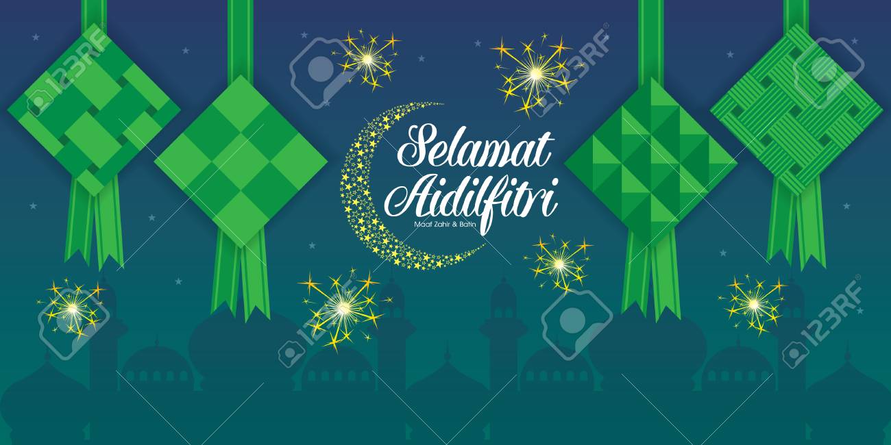 Selamat Hari Raya Aidilfitri vector illustration with ketupat with Islamic pattern and malay mosque as background. Caption: Fasting Day of Celebration - 102576530 Selamat Hari Raya Aidilfitri vector illustration with ketupat with Islamic pattern and malay mosque as background. Caption: Fasting Day of Celebration - 102576530