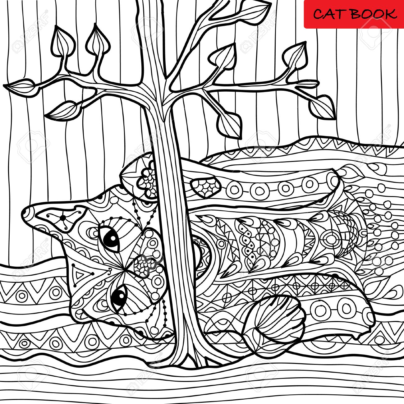frech katze malbuch fr erwachsene zentangle muster hand gezeichnete illustration standard bild - Zentangle Muster frech katze malbuch fr erwachsene zentangle muster hand gezeichnete illustration standard bild - Zentangle Muster