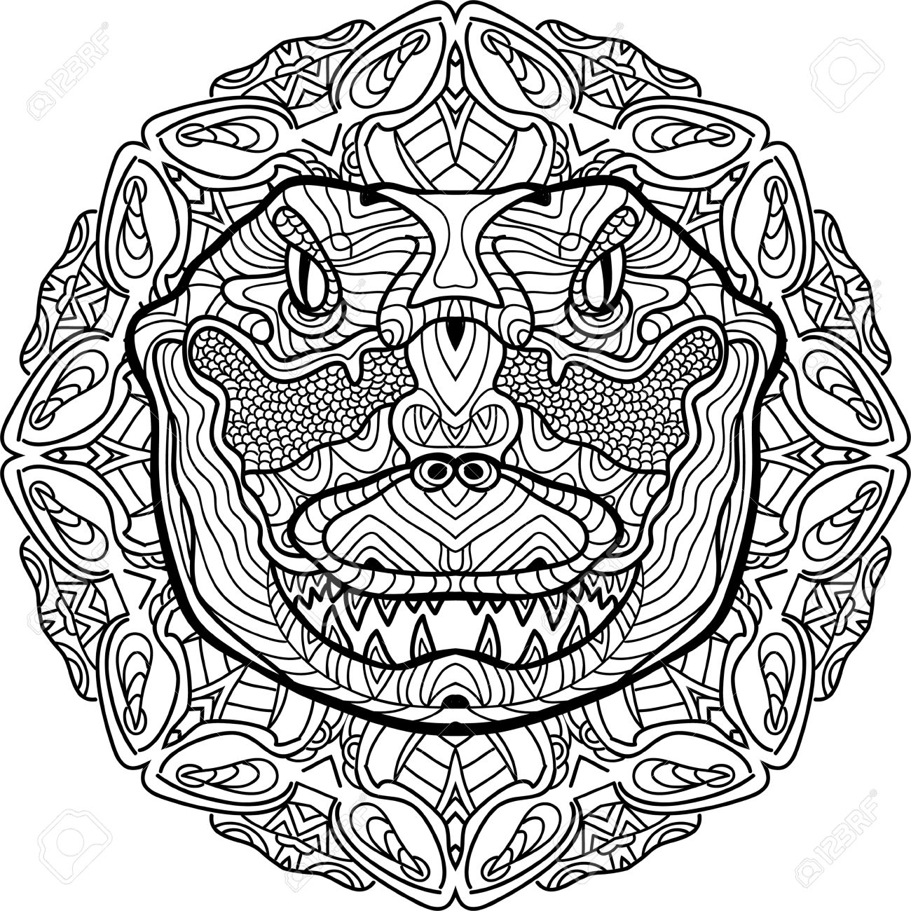 Figure Dessine A La Main D Un Crocodile Sur Les Motifs De Mandala Tribal D Arriere Plan Conception D Art En Ligne Livre Colorier Pour Adultes Zendoodle Coloris Antistress Element Pour Votre Conception Clip Art Libres