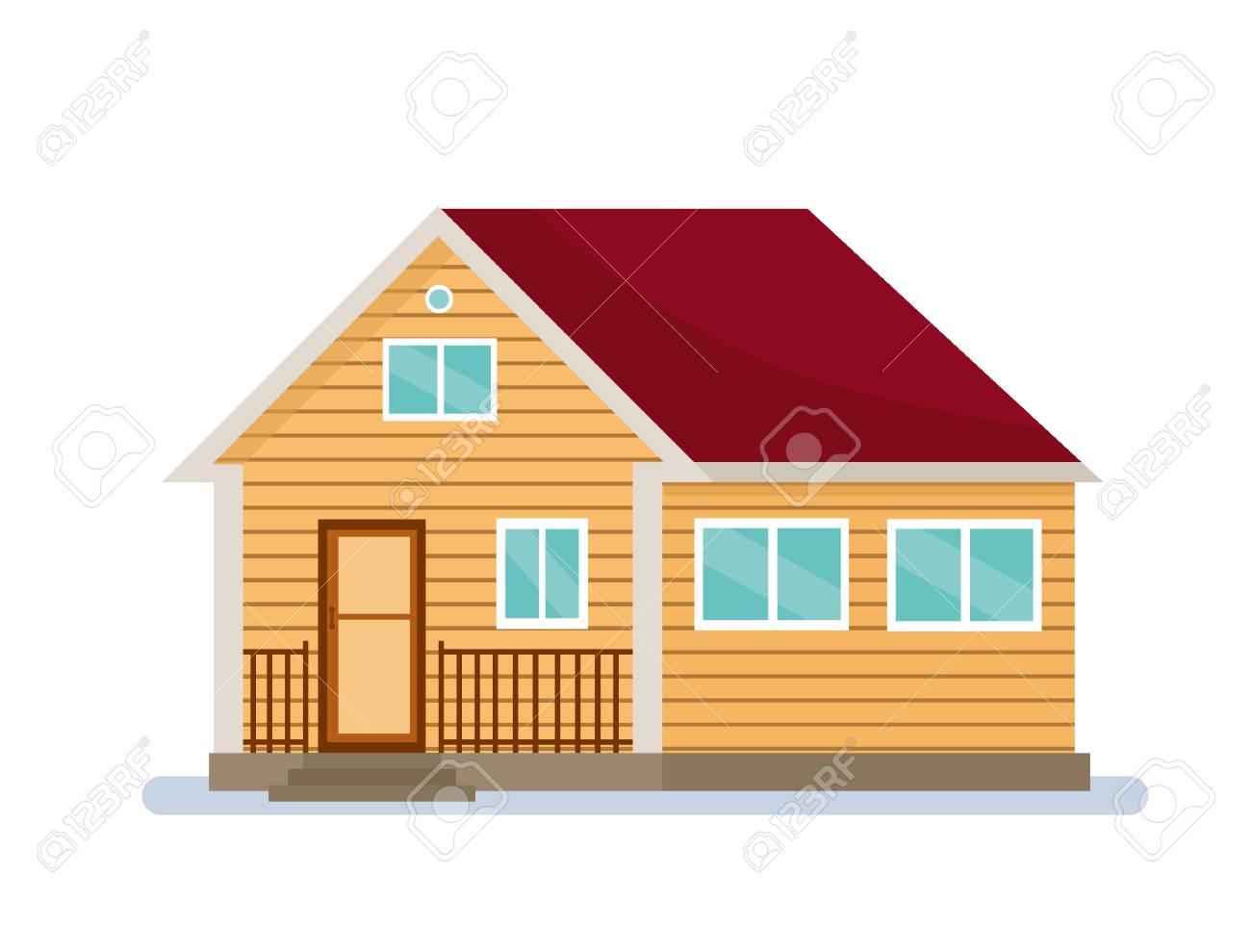 Holzhaus Ein Hauschen Auf Einem Weissen Hintergrund Vektorillustrationen In Der Flachen Art Lizenzfrei Nutzbare Vektorgrafiken Clip Arts Illustrationen Image