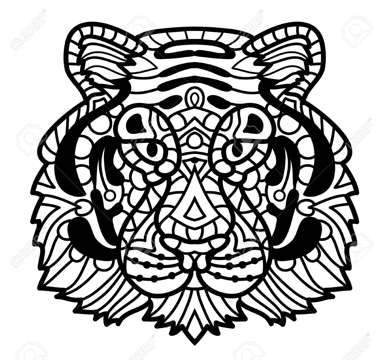 Vector Tiger Face Illustration Head Print For Adult