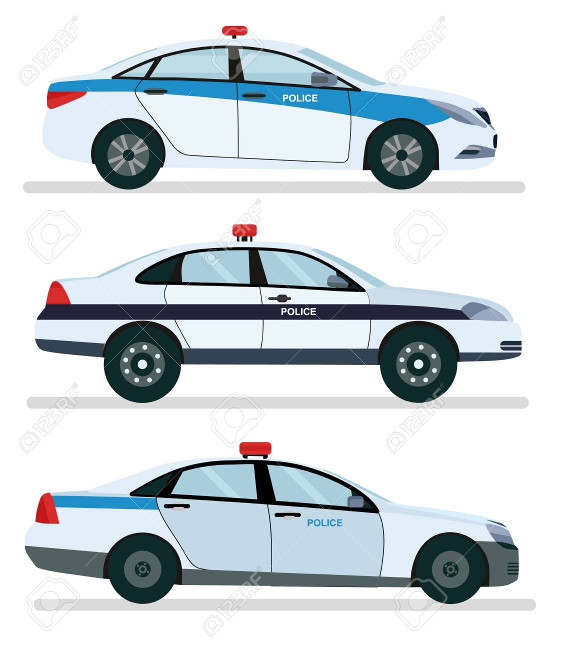 Police car side view isolated on white. Vector cartoon design illustration isolated on white background. - 102246473 Police car side view isolated on white. Vector cartoon design illustration isolated on white background. - 102246473
