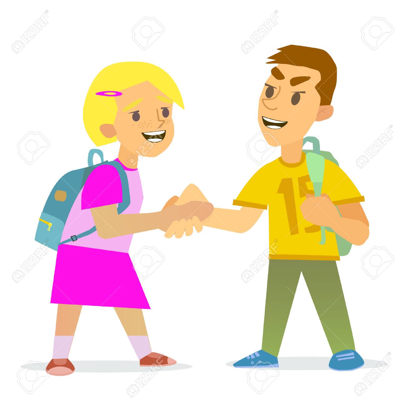 Jungen Und Madchen Die Sich Hand Schutteln Lizenzfrei Nutzbare Vektorgrafiken Clip Arts Illustrationen Image 64202226