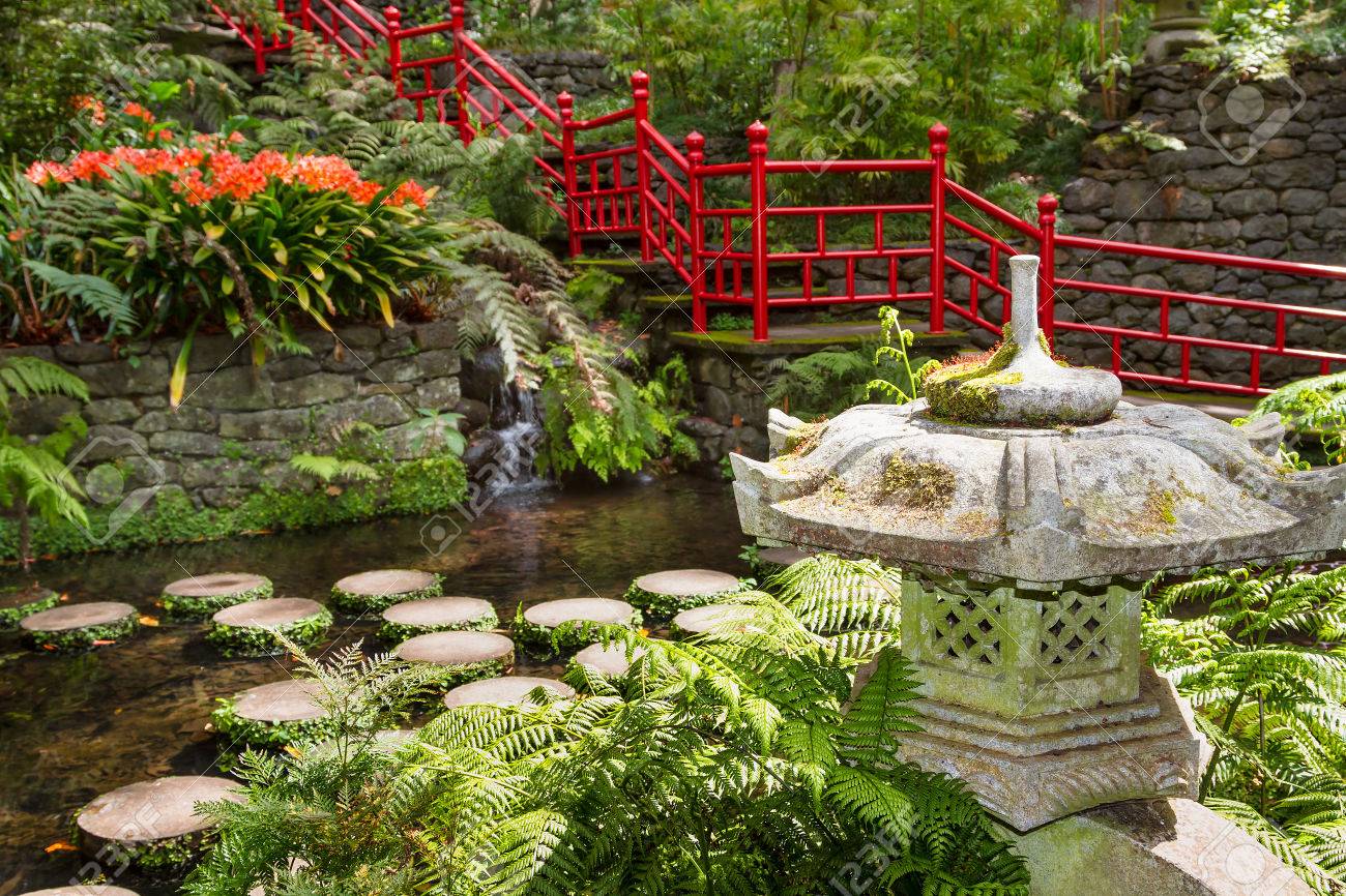 pond and garden decoration in oriental style. monte palace pond and garden decoration in oriental style. monte palace