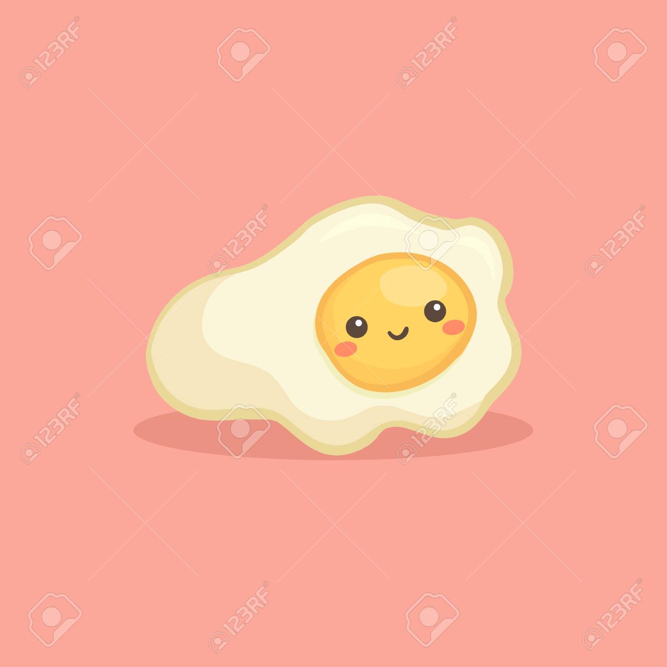 Cute Sunny Side Up Fried Egg Breakfast Food Vector Illustration
