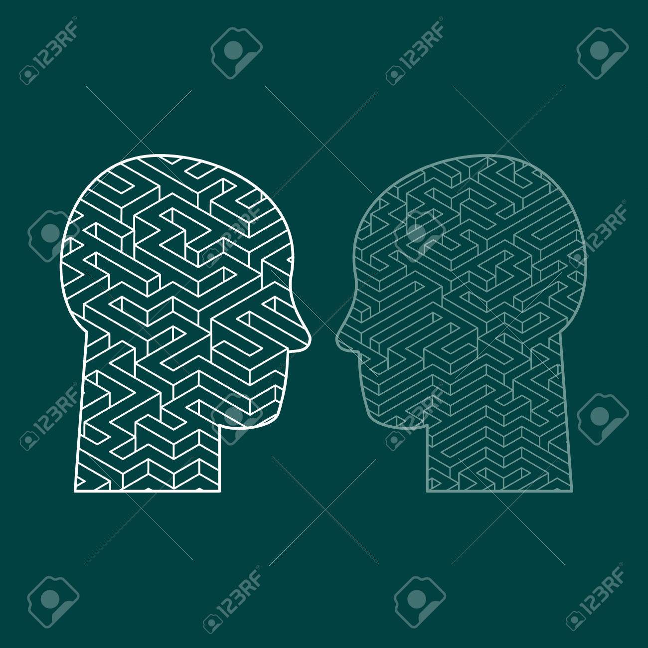Human intelligence puzzle with a maze in the shape of a human head as a symbol of the complexity of brain thinking as a challenging problem to solve by medical doctors. Flat design vector illustration - 58203895 Human intelligence puzzle with a maze in the shape of a human head as a symbol of the complexity of brain thinking as a challenging problem to solve by medical doctors. Flat design vector illustration - 58203895