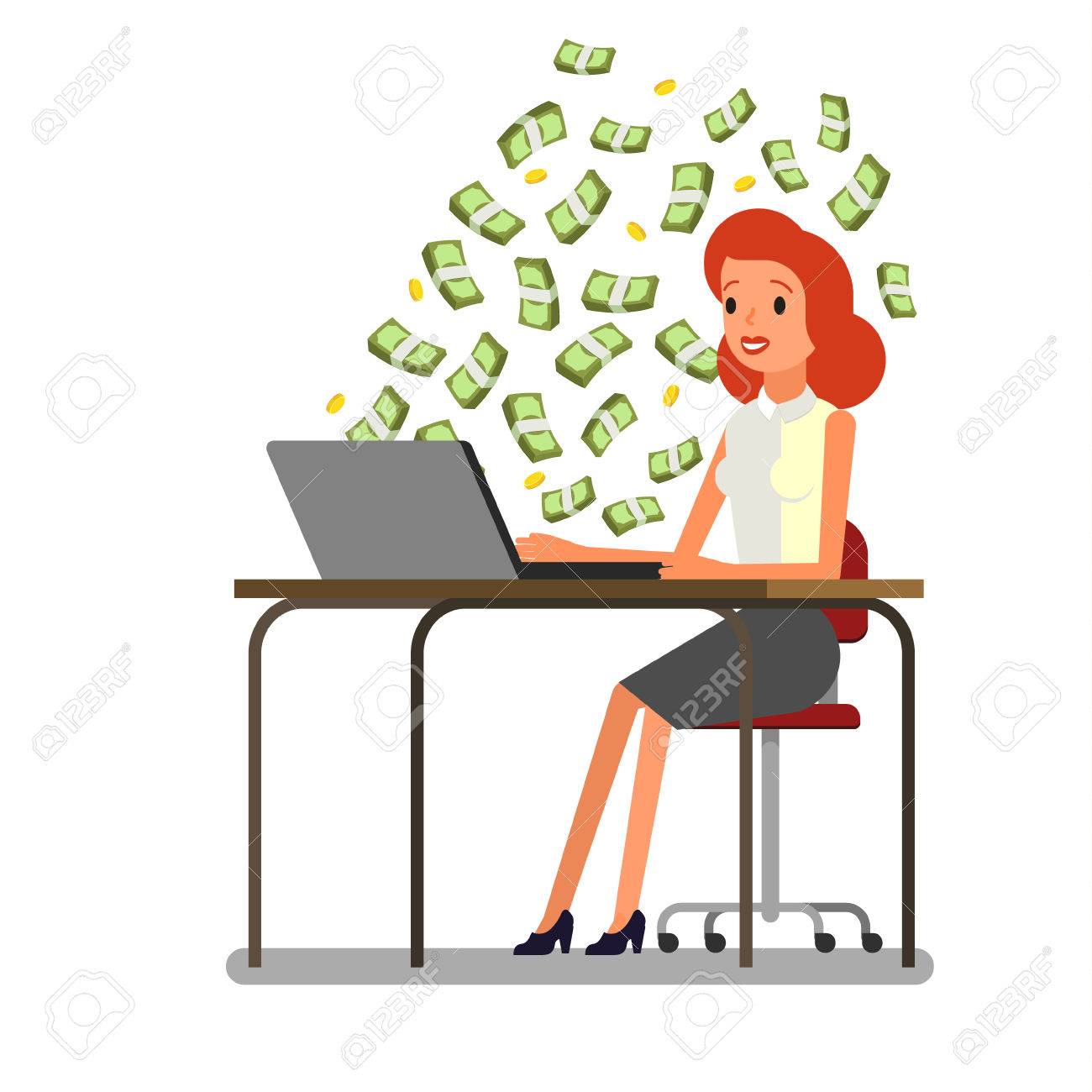 Concept Of Big Money Make Money On The Internet Business Woman - 