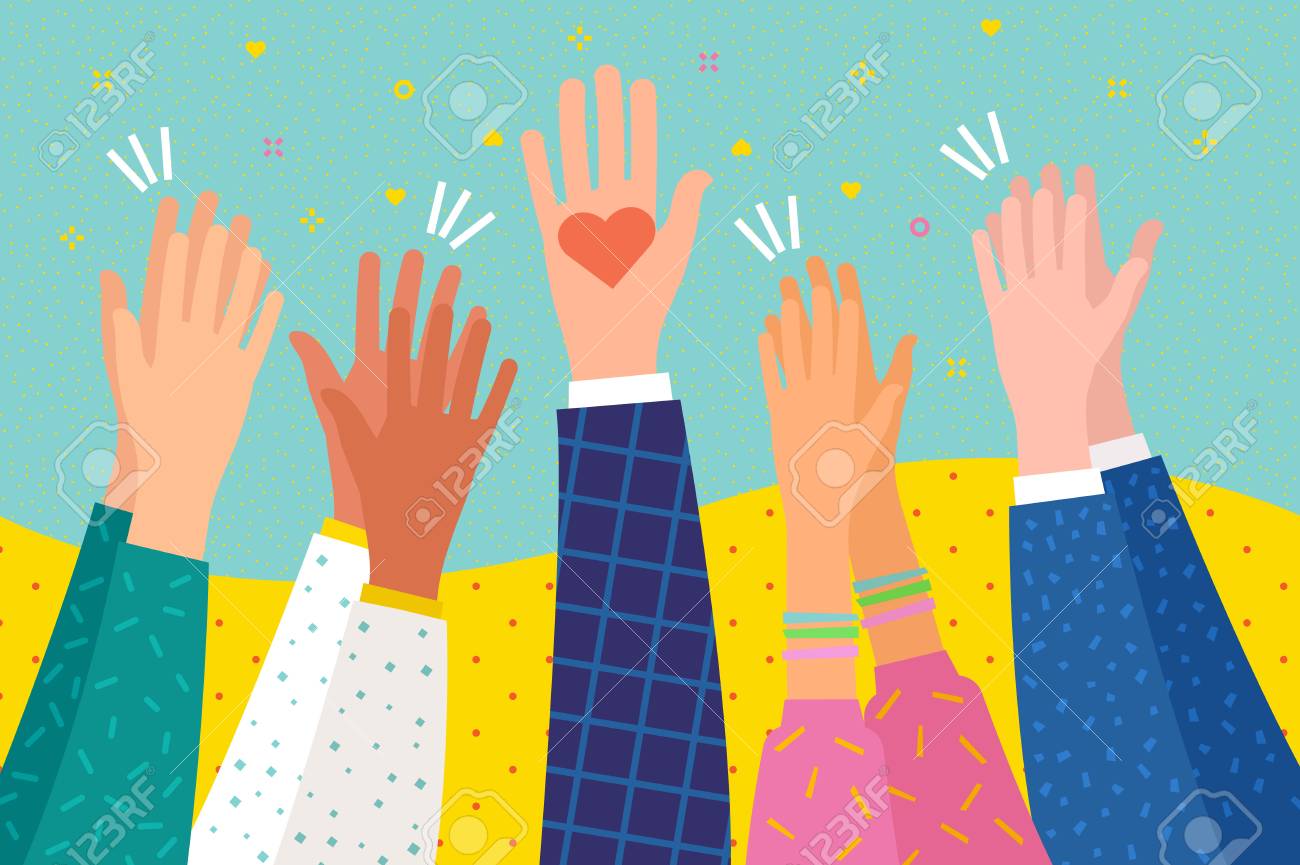 Concept of charity. People applaud. Human hands clapping ovation. Hand holding a heart. Flat design, business concept, vector illustration - 115832460 Concept of charity. People applaud. Human hands clapping ovation. Hand holding a heart. Flat design, business concept, vector illustration - 115832460