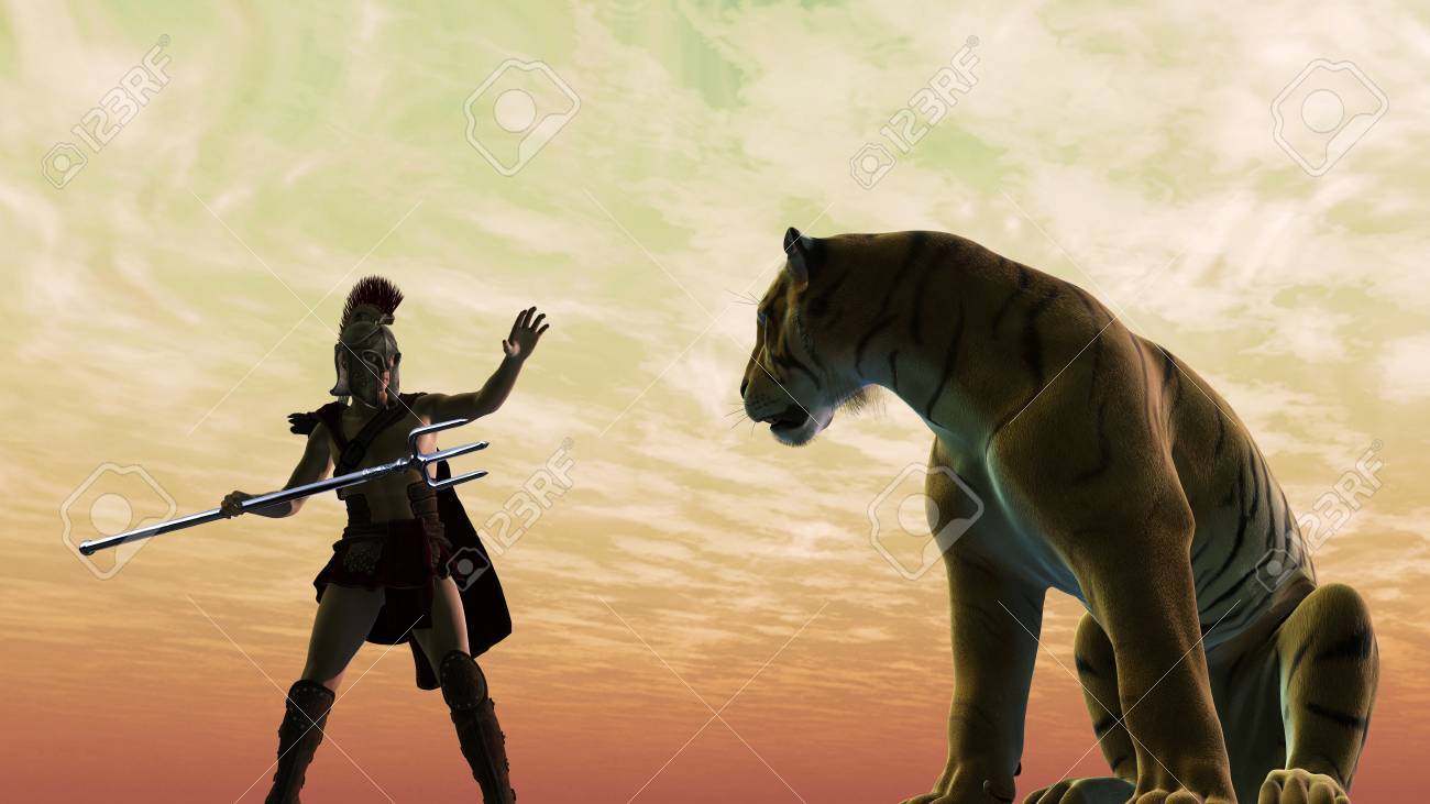 虎と戦う剣闘士のイラスト の写真素材 画像素材 Image 虎と戦う剣闘士のイラスト の写真素材 画像素材 Image